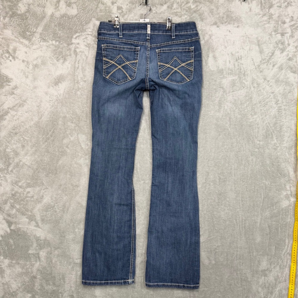 Ariat REAL Denim Jeans Womens 31L Blue Tulip Bootcut Embroidered Western - Picture 2 of 9